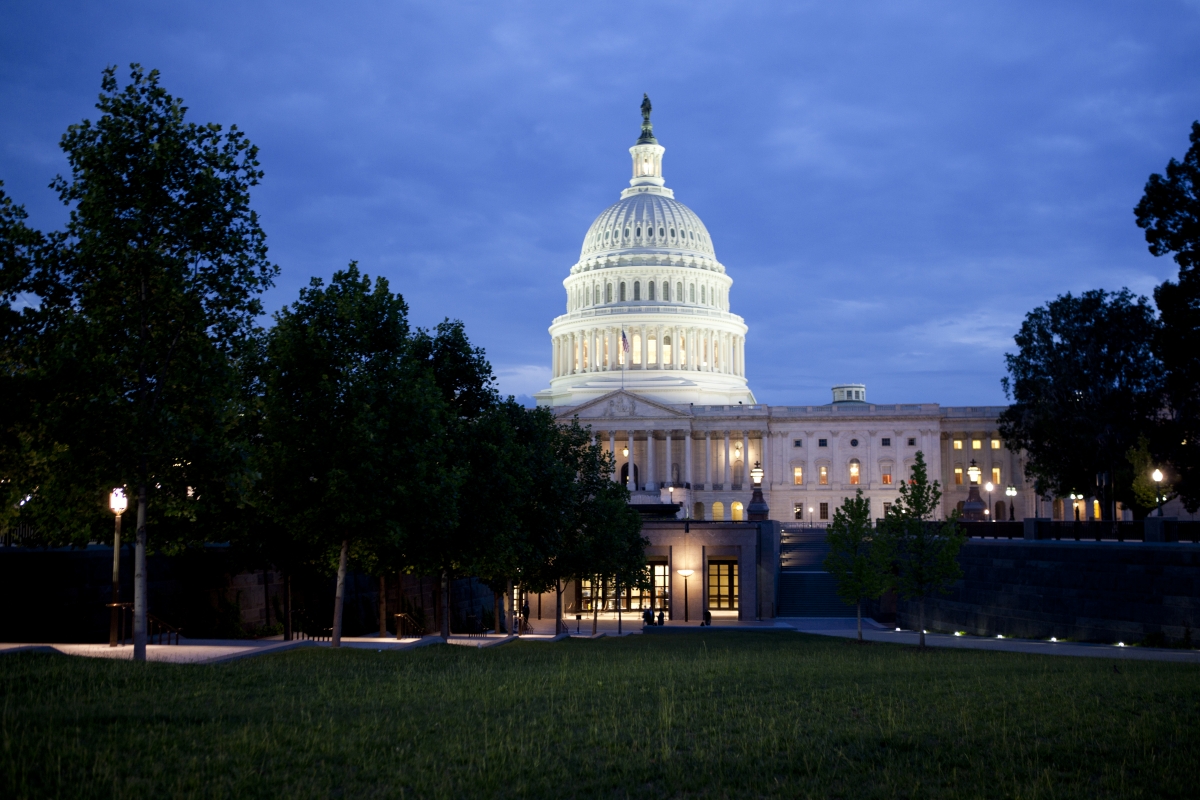 The Capitol building at night